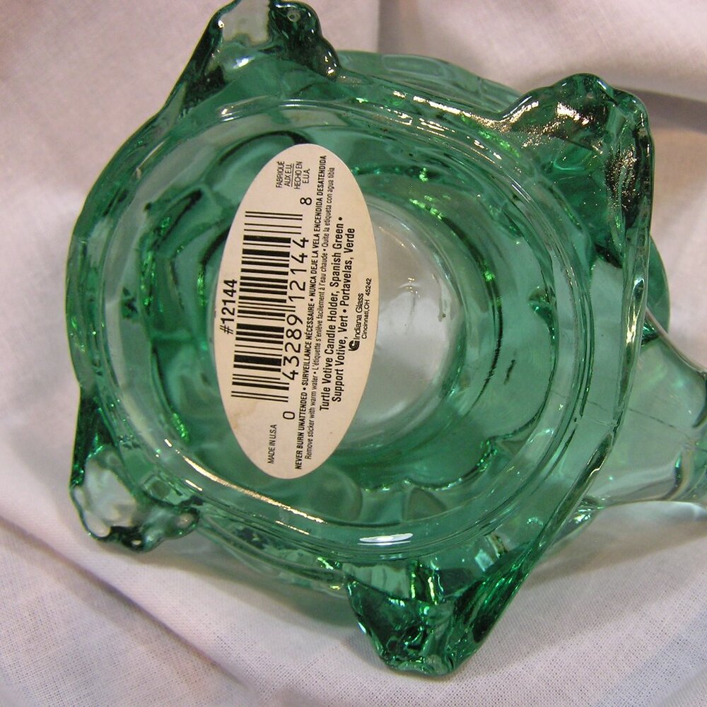 Green Glass Turtle Votive holder - Picture 7 of 7